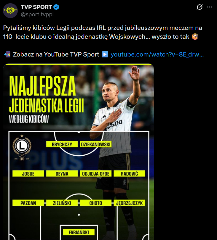 Oto NAJLEPSZA XI w historii Legii według jej kibiców O.o